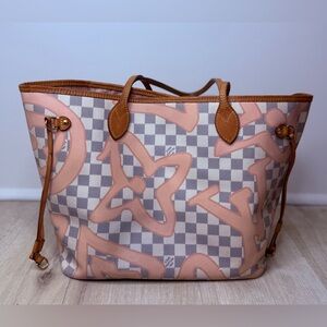 Louis Vuitton Limited Edition Damier Tahitienne MM Neverfull Tote Bag w Pouch